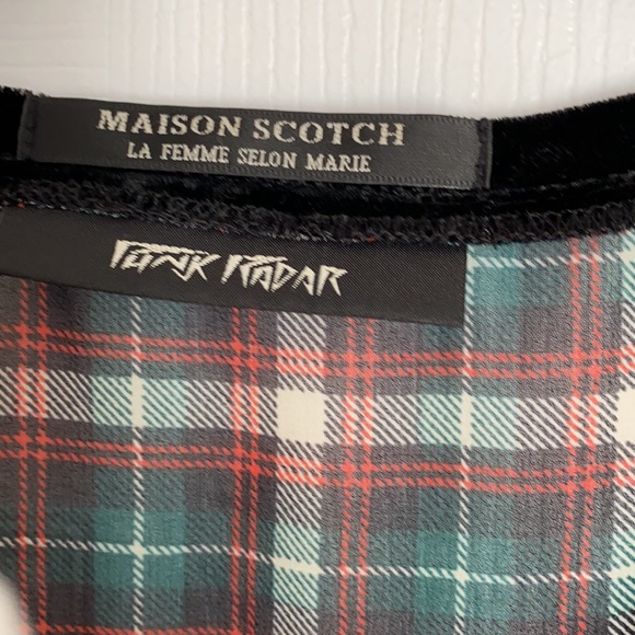 MAISON SCOTCH PUNK RADAR FLORAL AND PLAID TOP - Picture 6 of 7